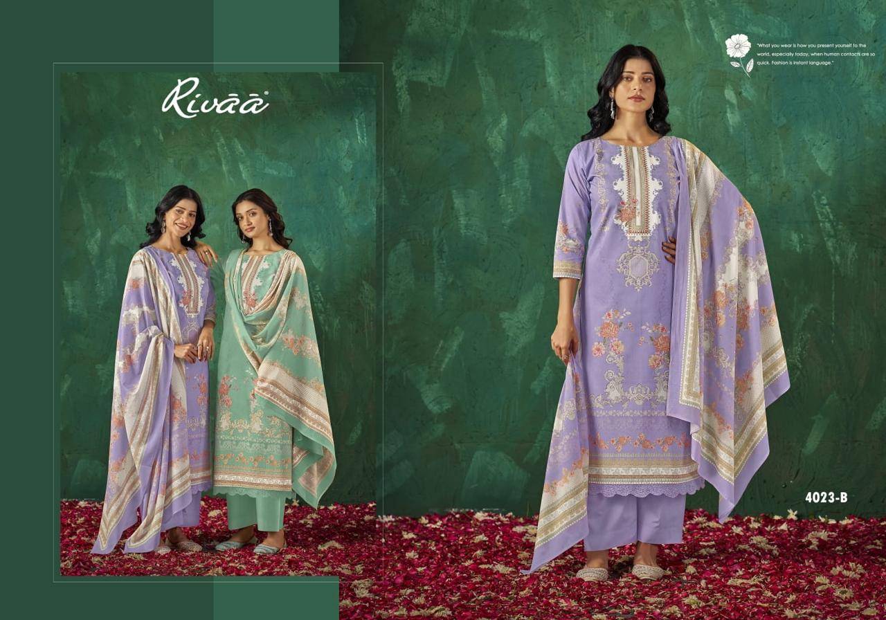 SABAA Vol - 5 By Rivaa 4022 Series Beautiful Pakistani Suits Colorful Stylish Fancy Casual Wear Lawn Digital Print Dresses At Wholesale Price